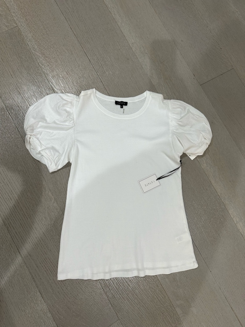 1 STATE White Crewneck Tee